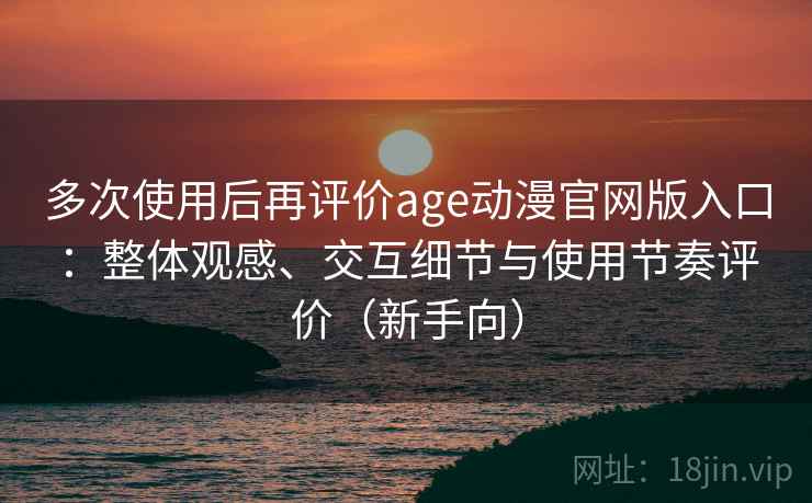 多次使用后再评价age动漫官网版入口：整体观感、交互细节与使用节奏评价（新手向）