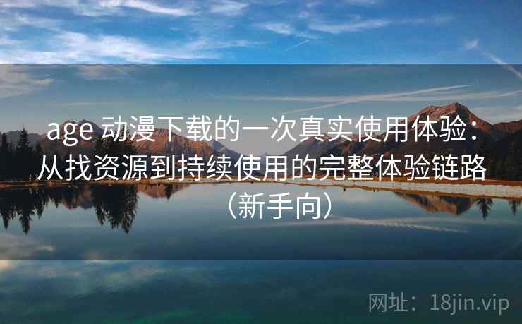 age 动漫下载的一次真实使用体验：从找资源到持续使用的完整体验链路（新手向）